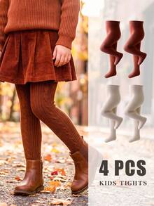 4 Pcs Girls Tights Toddler Kids' Leggings, Simple Solid-Color Tights For Children, Suitable For All Seasons, Casual Style, Ideal For Baby Girls. - Multicolor - View 9