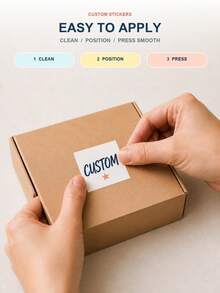4cm Customized Square Stickers, Personalized Logo Labels For Small Business, Custom Text, Waterproof, Birthday, Packaging, Halloween, Christmas, Back To School, Baking, Colorful, Gifts For Her, Office, School, Home, Small Business Packaging - Multicolor - View 4