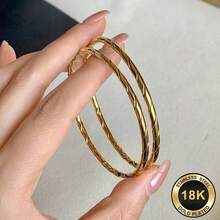 1 buah Gelang Kepang Lilit Minimalis Desain Unik untuk Wanita, Gelang Premium Anti Pudar - Emas - View 2