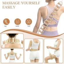 Natural Wooden 4-Piece Massage Tool Set – Crescent Moon Massage Board, 9-Roller Tool, Air Cushion Comb And Large Back Roller - View 6