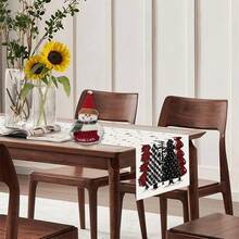 1pc Black & Red Buffalo Plaid Christmas Tree Table Runner, Snowflake & Star Print Decorative Tablecloth, Farmhouse Style Christmas Dining Room Home Party Decoration - Multicolor - View 5