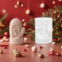 Khuôn silicon làm nến thơm DIY hình găng tay mùa đông, cảnh tuyết và bông tuyết, khuôn nến trang trí ngày lễ - Găng tay - Xem 1