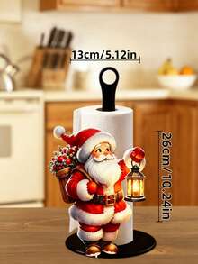 Christmas Decoration Kitchen Paper Towel Holder - Desktop Tabletop Roll Holder (Combines Display And Storage Functions), Fun Santa Claus Design, Suitable For Kitchen, Bathroom, Living Room And Dining Room, Decorative Ornament To Create A Cozy Christmas Atmosphere - Multicolor - View 2