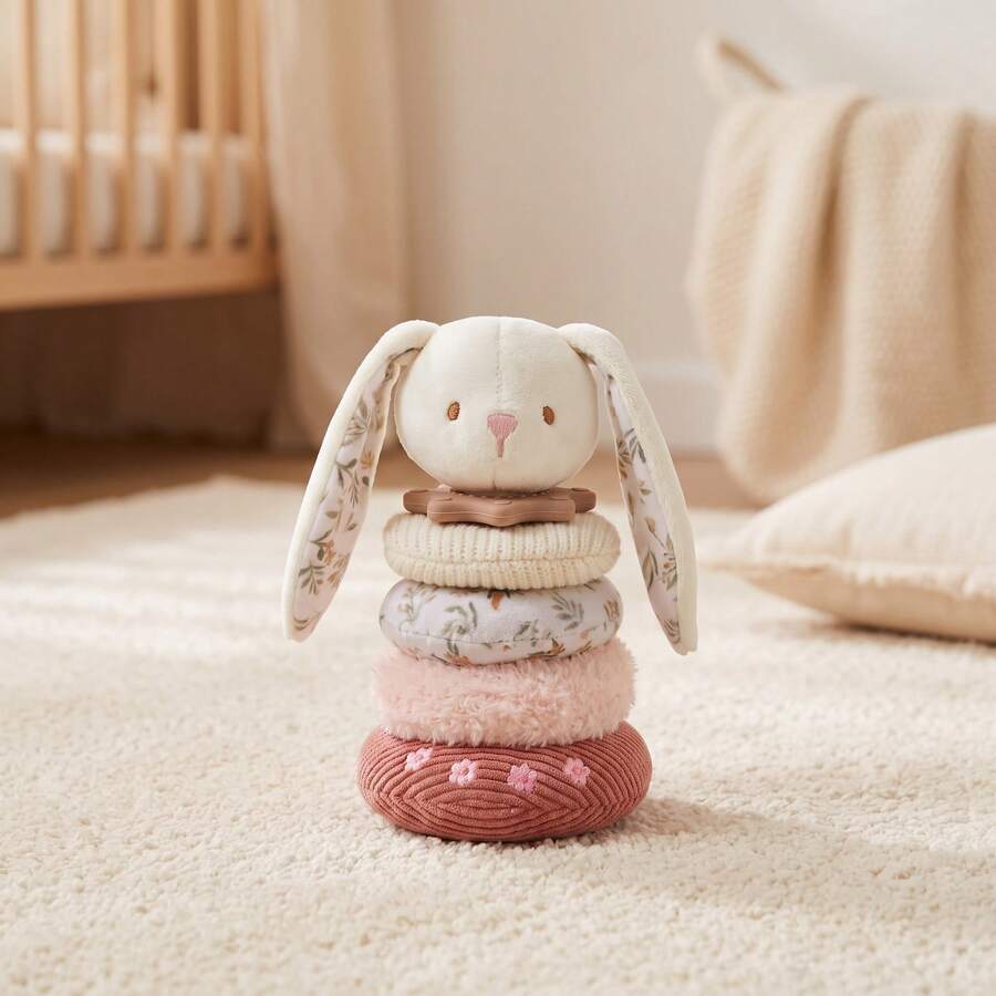 1pc Plush Animal Stacking Ring Toy, Bear/Rabbit/Dinosaur Soft Fabric Stacking Rings With Cotton Bottom, Multi-Material Tactile Sensory Educational Toy For Infants And Toddlers, Early Learning Play Toy, Baby Gift