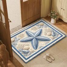 1pc Starfish Shell Seaweed Pattern Microfiber Bath Rug,Non-Slip And Soft Bathroom Mat,Doormat,Water Absorption Mat,Machine Washable,Low Pile,TPR Backing,Knit Fabric,ForBedroom,Kitchen,Entryway,Indoor Use,Accessories & Home Decor,Perfect New Home Gift - B - View 8