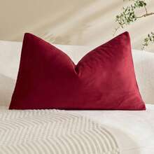 1pc/2pcs Velvet Christmas Burgundy Solid Color Decorative Throw Pillow Cover (Pillow Insert Not Included), Square Cushion Cover, Holiday Home Decor Pillow, Soft Comfortable Linen-Like Fabric, Modern Decor For Sofa, Bedroom, Dorm - Burgundy - View 10
