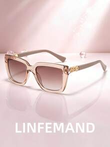 LINFEMAND 方形水鑽時尚眼鏡 女款 優雅裝飾性眼鏡 適合拍照、派對及日常配戴 - 彩色 - 查看 1