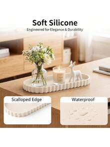 Large Capacity Silicone Bathroom Tray - Oval Countertop Storage Tray, Suitable For Holding Soap Dispenser, Skincare Products, Cosmetics, Jewelry And Accessories - Multicolor - View 7