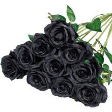 1/12/24Pcs Artificial Velvet Silk Roses With Long Stems, Realistic Soft Touch Faux Flowers Bouquet, For Wedding Home Party Table Centerpiece Decor Valentine's Day Gift - Black/Red/Pink Available - Multicolor - View 15