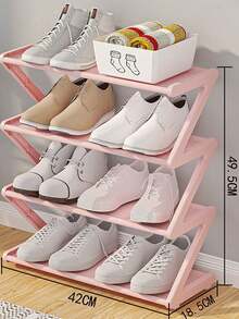 Z-Shaped Plastic Shoe Rack, Floor-Standing Multi-Functional Large Capacity Storage Organizer, Easy Assembly, Space-Saving Essential For Home And Dorm, Suitable For Living Room And Bedroom - Multicolor - View 12