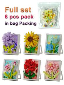 Floral Shadow Particle Building Block Set 100-300 Pieces, Exquisite Gift, Desktop Decoration, Bright Colors, Suitable For Home Decor/Office Decor/Store Display/Art Collection/Gift Exchange, Party Gift - Multicolor - View 24