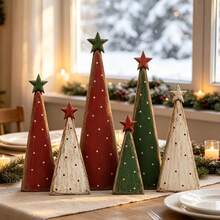 1/3/6pcs Rustic Wooden Christmas Tree Desktop Decor, Vintage Style Christmas Tree Ornament, Suitable For Fireplace Mantel, Tabletop, Shelf And Holiday Party Decoration, Also An Ideal Christmas Gift For Family And Friends - Christmas Ornament - View 7