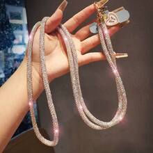 1PC Luxury Rhinestone Keychain Phone Lanyard, Rhinestone Pendant, Sparkling Crystal Phone Chain, Short Wrist Strap, Full Rhinestone Charm, High-End Exquisite Pendant, Key Chain, Bag Charm, Phone Case Lanyard, Anti-Lost Hand Strap, Free Clip - Heart Buckle Crossbody Strap - View 4