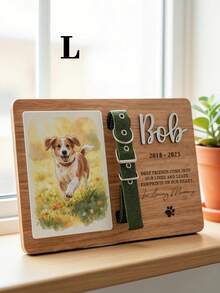 Personalized Custom Pet Memorial Plaque With Photo & Collar Clip, Engraved Name/Life Years/Quote, Wooden Base, Photo Slot, Collar Holder – Perfect For Home Decoration, Keepsake Gift For Pet Lovers (Dog/Cat Owners) - Brown - View 10