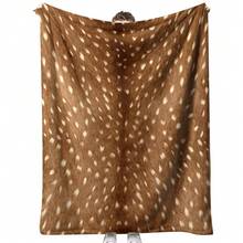 1pc Deer Print Flannel Throw Blanket, Brown Faux Fur Animal Spotted Pattern, Soft Comfortable Lightweight, Suitable For Sofa, Bed And Home Decor - Multicolor - View 7