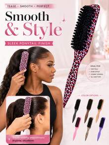 1pc Neutral Hair Brush/Beard Brush, Unscented Professional Hair Comb, Gradient Color Comb And Shampoo Brush, Smooth Styling Tool, Suitable For Thick/Fine Hair, Applicable For Bathroom, Scalp Massage, Travel And Vacation, Daily Care - Multicolor - View 2