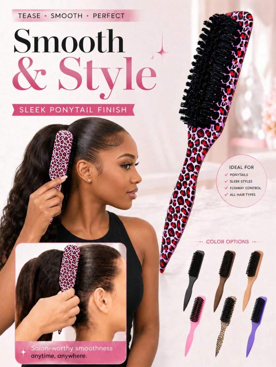 1pc Neutral Hair Brush/Beard Brush, Unscented Professional Hair Comb, Gradient Color Comb And Shampoo Brush, Smooth Styling Tool, Suitable For Thick/Fine Hair, Applicable For Bathroom, Scalp Massage, Travel And Vacation, Daily Care