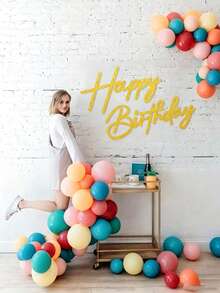 Happy Birthday Backdrop Decoration - Felt Happy Birthday Sign, Suitable For Balloon Arch Birthday Party Backdrop Decoration, Also Suitable For Birthday Party, Baby Shower - Vintage Country Style Birthday Party Decoration Backdrop Wall Photo Prop - View 2