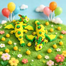 Cute 3D Printed Pineapple Dragon + Dragon Egg Model Set Plastic Toy Ornament Desktop Decoration Sculpture Holiday Gift - Multicolor - View 5