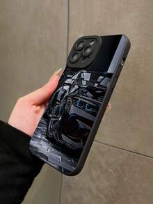 1pc Black Sports Car Painted Personalized Pattern Full Coverage TPU Shockproof Phone Case Compatible With Apple 17 16 15 14 13 12 11 Pro Max And Series - Multicolor - View 4