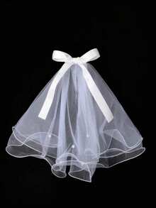 1pc Pet Wedding Dress & Headpiece Set, Suitable For Cats And Dogs - White - View 3