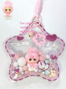 1 Set Sweet Cool Style Dopamine PVC Star Bag Flocked Rabbit Doll Bell Hanging Ornament Macaron Fur Ball Pentagram Hanging Rope Keychain Spring Buckle Bag Accessory Pendant Girl Birthday Gift Party Small Gift - Multicolor - View 18