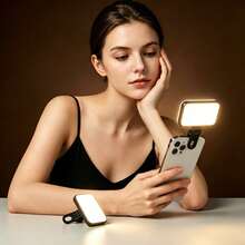Portable Rechargeable LED Fill Light Selfie Light, Mirror Makeup Lamp, LED Phone Light With 3 Lighting Mode, Clip-On Fill Light , Makeup, Live Stream, Zoom Conference Clip Video/Photos Light/Fairy Lights/Room Lights For Phone, Camera, Notebook 250mAh - Square - View 5