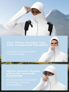 Men's UPF 50+ Sun Protection Hoodie Shirt Long Sleeve Rash Guard Fishing SPF Outdoor UV Shirt Lightweight - White - View 4
