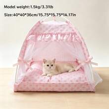 1pc Pink Cartoon Butterfly Pattern Washable Pet Tent, Suitable For Small And Medium Cats And Dogs, All-Season Indoor And Outdoor Pet Bed Pet Nest (Please Note: This Product Is Not A Universal Size, Please Confirm If The Size Is Appropriate Before Purchasing!) - Pink - View 2
