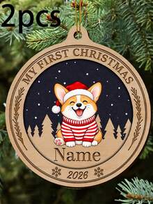 Customized Pet Christmas Ornament, Personalized Cat Dog Name Round Tree Decor, Holiday Winter Vacation Style, Customized Name Pet Memorial Keepsake, Customizable Christmas Tree Ornament, Pet Lover Gift, Holiday Home Decor, Christmas Gift, Family - Style a - View 12