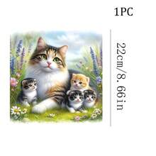 1/2/3pcs Mother Cat And Kittens Spring Meadow Floral Heat Transfer Iron-On Patch, Pastoral Cat And Flower Iron-On Sticker, DIY Decoration For T-Shirt, Hoodie, Pillow, Tote Bag - Multicolor - View 8