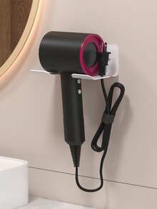 1pc Hair Dryer Holder Bathroom No-Drill Hair Dryer Wall Mount Storage Rack - Multicolor - View 2
