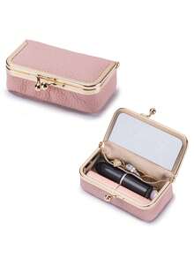 1 buah Kantong Penyimpanan Perhiasan Wanita, Tas Earphone Kulit Asli Kecil, Kotak Aksesori Cincin Kalung Anting, Dompet Koin Mini, Tempat Lipstik dengan Cermin - MultiWarna - View 19