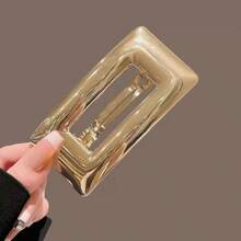 1pc Simple Retro Half-Updo Solid Color Geometric Alloy Spring Clip - Multicolor - View 3