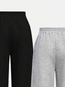 Tween Girl Loose Casual Sports Sweatpants, Solid Color - Multicolor - View 4
