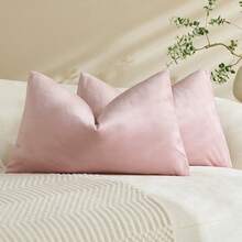1pc/2pcs Velvet Solid Color Decorative Throw Pillow Cover (Pillow Insert Not Included), Square Cushion Cover, Holiday Home Decor Pillow, Soft & Comfortable Linen-Like Fabric, Modern Decor For Sofa, Bedroom, Dorm - Pink - View 16