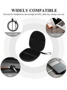 Polka Dot Pattern Hard Shell EVA Earphone Storage Bag - Portable Travel Case For Over-Ear Headphones And Gaming Headsets, With Mesh Pocket And Elastic Strap, Waterproof And Shockproof - Multicolor - View 8