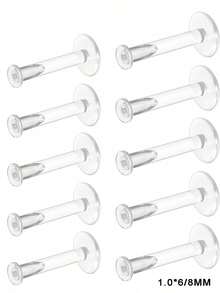 10pcs 16/18g Clear Earrings For Sports Work Bioflex Labret Clear Piercing Retainers Plastic Clear Piercing Studs Helix Tragus Lip Medusa Monroe 6-12mm - Clear - View 24