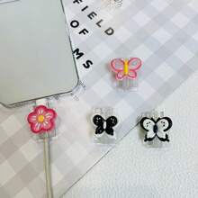 2pcs/4pcs/8pcs Random Style Cartoon 3D Figure Data Cable Protector, Compatible With Apple 18W-20W PD Fast Charging, Anti-Breakage Anti-Wear, Suitable For Daily Home And Outdoor Charging, Colorful 3D Cartoon Data Cable Connector Protector, Cute Small Gift Perfect For Gifting - 4pcs Random Style - View 2