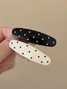 2pcs/1pc Women's 2.17 Inch/5.5cm Polka Dot Water Drop Glossy Lightweight Plastic Hair Clips, Minimalist Elegant Side Bang Hair Clips, Suitable For Daily Wear - Multicolor - View 2
