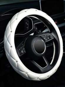 1pc Pink Crystal Inlaid Ultra-Fine Fiber PU Universal Car Steering Wheel Cover, 14.5-15 Inch, Soft Anti-Slip Breathable Durable, With Diamond Stitching, Car Interior Accessory, Suitable For Female Drivers - PU Crystal Steering Wheel Cover - View 12