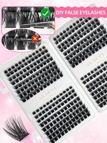 384pcs Single False Eyelashes, Eyelash Book, Cluster False Eyelashes, Home DIY Eyelash Extensions, Cluster False Eyelashes, Single False Eyelashes, False Eyelashes, False Eyelashes, Reusable, Suitable For Beginners, Easy To Wear, Portable Makeup Essential, Gift - C - View 6