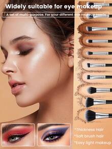 33Pcs/6pcs Black Makeup Brush Set Makeup Brushes Cosmetic Sponges Triangle Powder Puffs Heart Powder Puffs Brush Cleaner Bowl Wrist Headband Cosmetic Storage Bag Complete Makeup Tool Kit For Beginners - Black - View 2