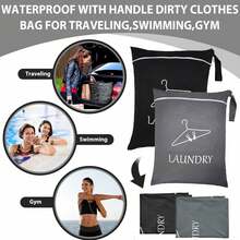 Large Travel Laundry Bag, Dry & Wet Use, Washable, Zippered, Dirty Clothes Bag, Swimsuit/Gym Bag, Suitable For Gym Clothes, Laundry, Wet Clothes, Swimming, Yoga, Blue, Pink, Black, Grey - View 2