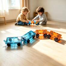 Children's Magnetic Car Refill Pack, 2pcs Magnetic Building Blocks Expansion Toy With Multiple Sizes, Educational Sensory Learning Assembly, Creative Game To Enhance Learning And Imagination, Suitable As Birthday Or Halloween Gift, Random Color, Random Style - Multicolor - View 3