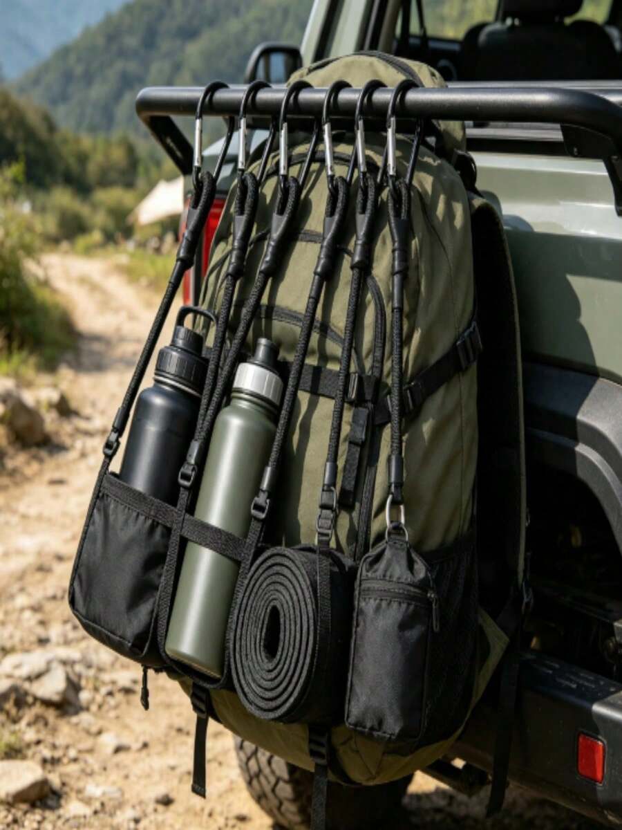 High Elasticity Wear-Resistant Hiking Buckle Elastic Rope | Camping / Luggage / Cycling / Canopy Universal Binding Strap - Black - View 1