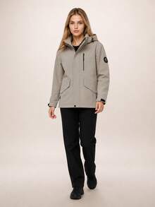 Women Outdoor Soft Shell Jacket, Casual Windbreaker Spring Sports - Khaki - View 9