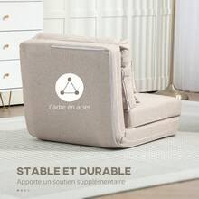Schlafsofa/Sessel, 1-Sitzer mit 1 Kissen und verstellbarer Rückenlehne, beige - Verschiedenfarbig - Übersicht 9
