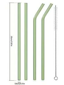 1/2/4/8支 高硼矽透明玻璃吸管，耐熱、可清洗、可重複使用，適用於水果飲料、廚房用品、聖誕禮物、返校用品、學習用品 - 無色 - 查看 15