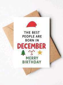1pc December Birthday Christmas Card With Envelope - "Born In December" Holiday Greeting, Suitable For Friends And Family, Blank Inside - View 9